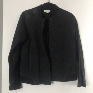 Leather & Tweed Black Bomber Jacket